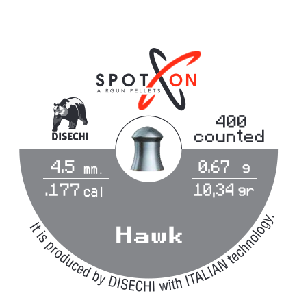 Spoton Hawk 4,5 mm Havalı Tüfek Saçması (10,34 Grain - 400 Adet)