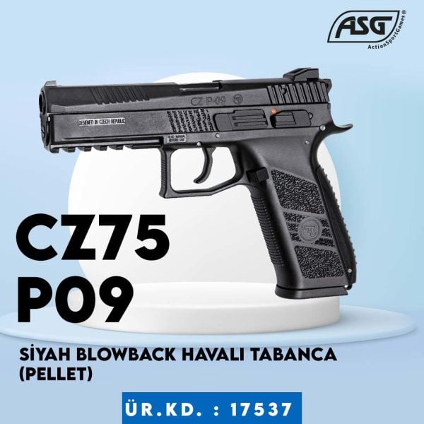 Asg CZ75 P-09 Blowback Siyah Havalı Tabanca