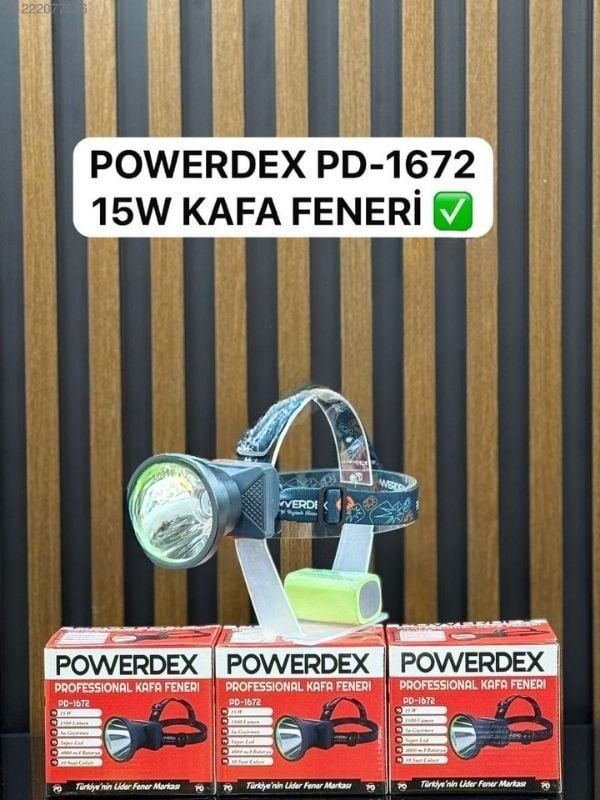 Powerdex PD-1672 15W Profesyonel Şarjlı Kafa Feneri