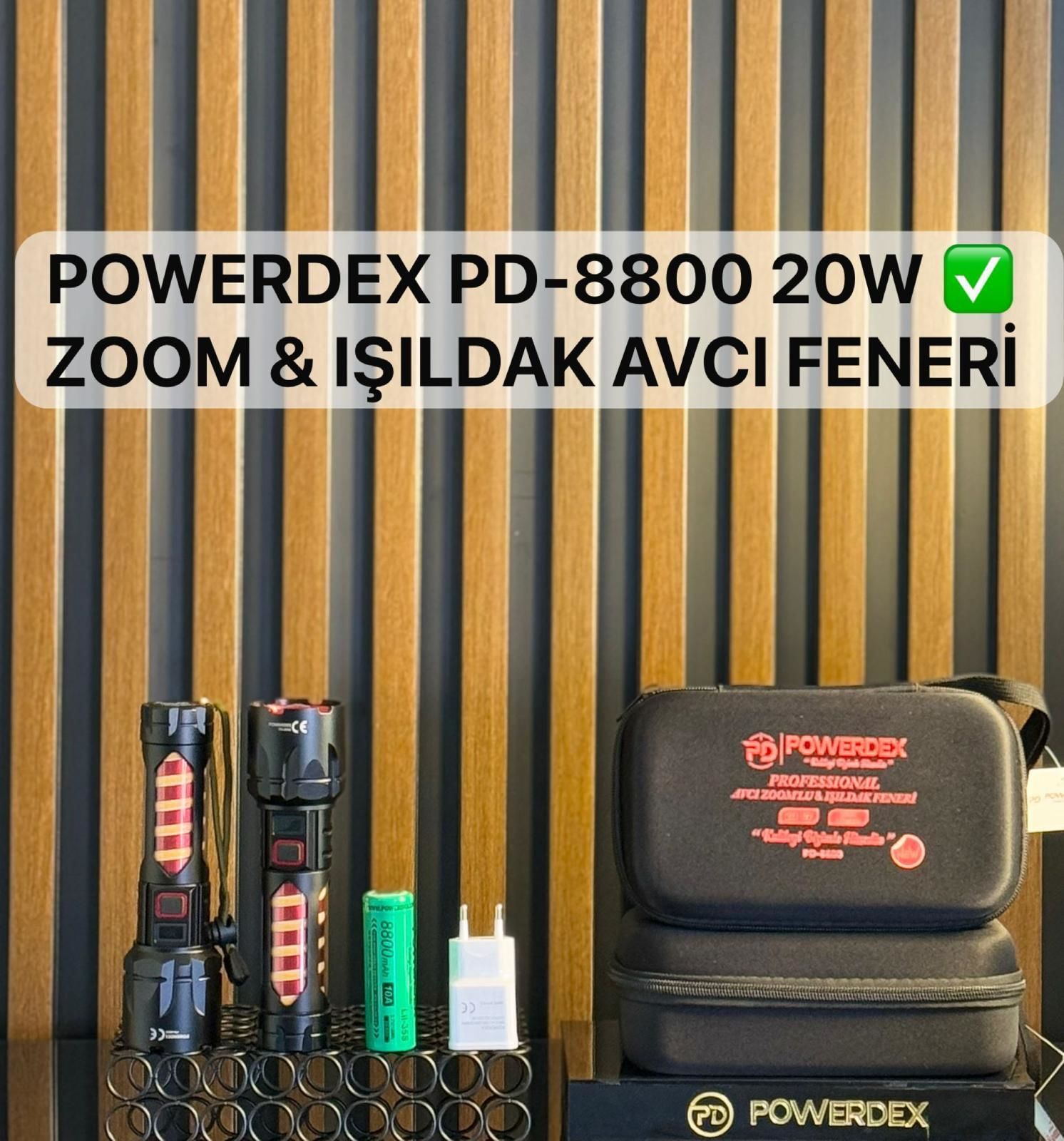 Powerdex PD-8800 20W 2000 Lümen Zoom & Işıldak Profesyonel Avcı El Feneri