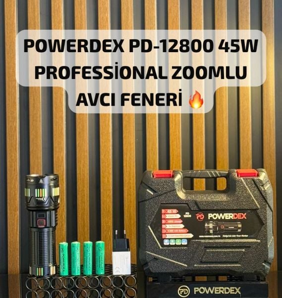 Powerdex PD-12800 45W 4500 Lümen Profesyonel Zoomlu Avcı Feneri