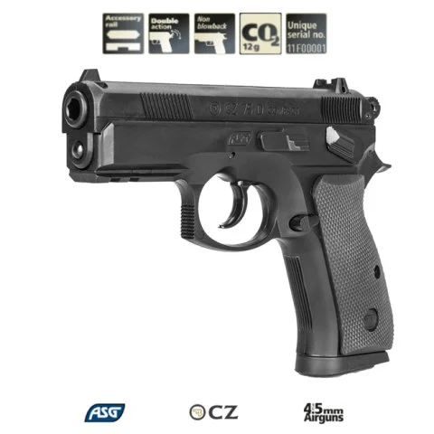 ASG CZ75 D Compact Siyah Havalı Tabanca - 4.5mm Co2, 380 FPS, 17 BB Kapasiteli