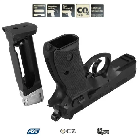 ASG CZ75 D Compact Siyah Havalı Tabanca - 4.5mm Co2, 380 FPS, 17 BB Kapasiteli
