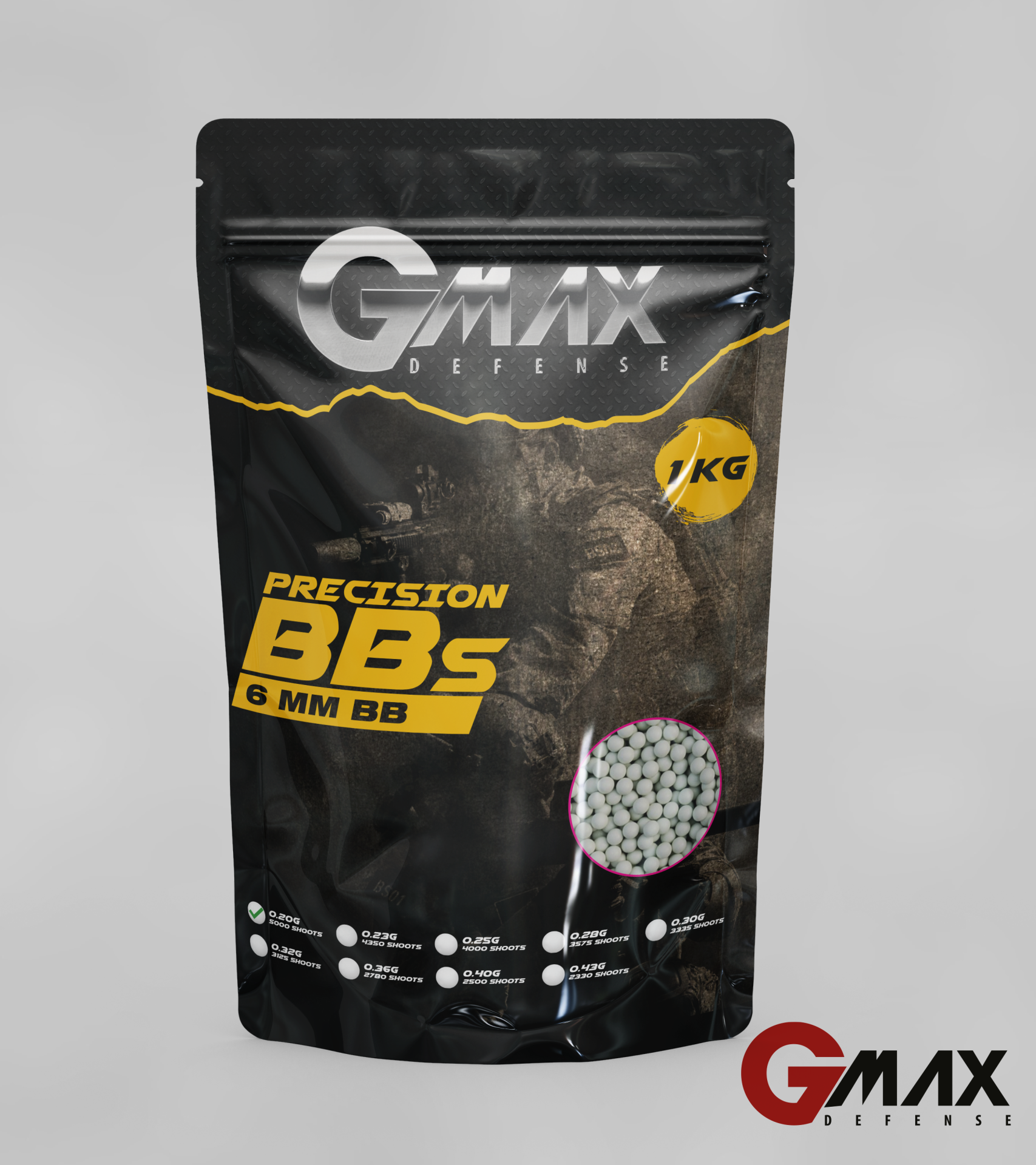 GMax Defense 0,20 Gram 6 mm Airsoft BB 5000 Adet (1 Kg)