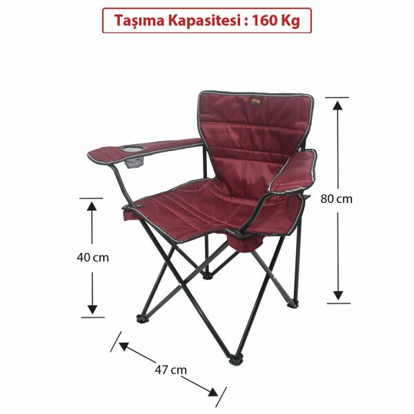 GrayWolf Quatro Bardaklı Katlanır Kamp Sandalyesi - Bordo