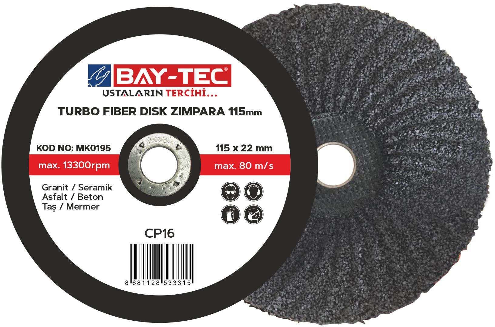Bay-Tec Turbo Fiber Disk Zımpara 115x22-23 Mm Mk0195