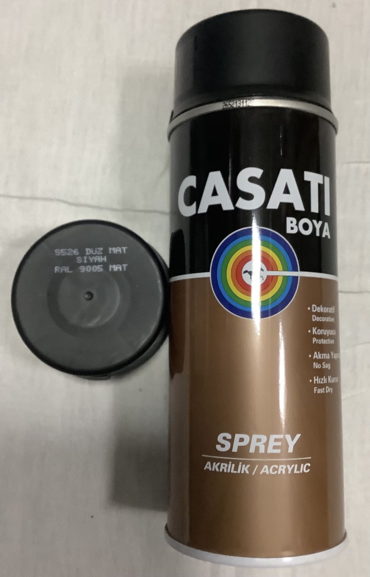Casati 400ml Düz Mat Siyah Sprey Boya