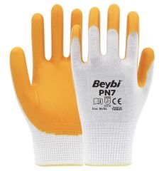 Beybi Pn7 Nitril Kaplı Örgü Polyester İş Eldiveni 10 Numara