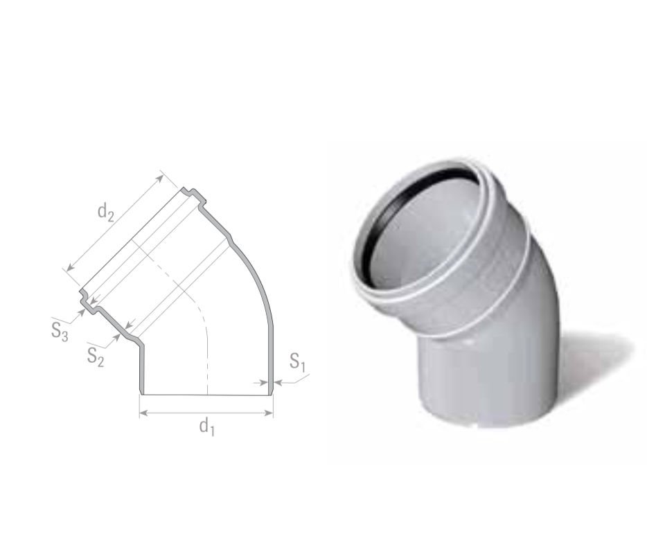 Fıratboru Pvc Dublex 110x45 Dirsek 45° 110’Luk Açık Dirsek