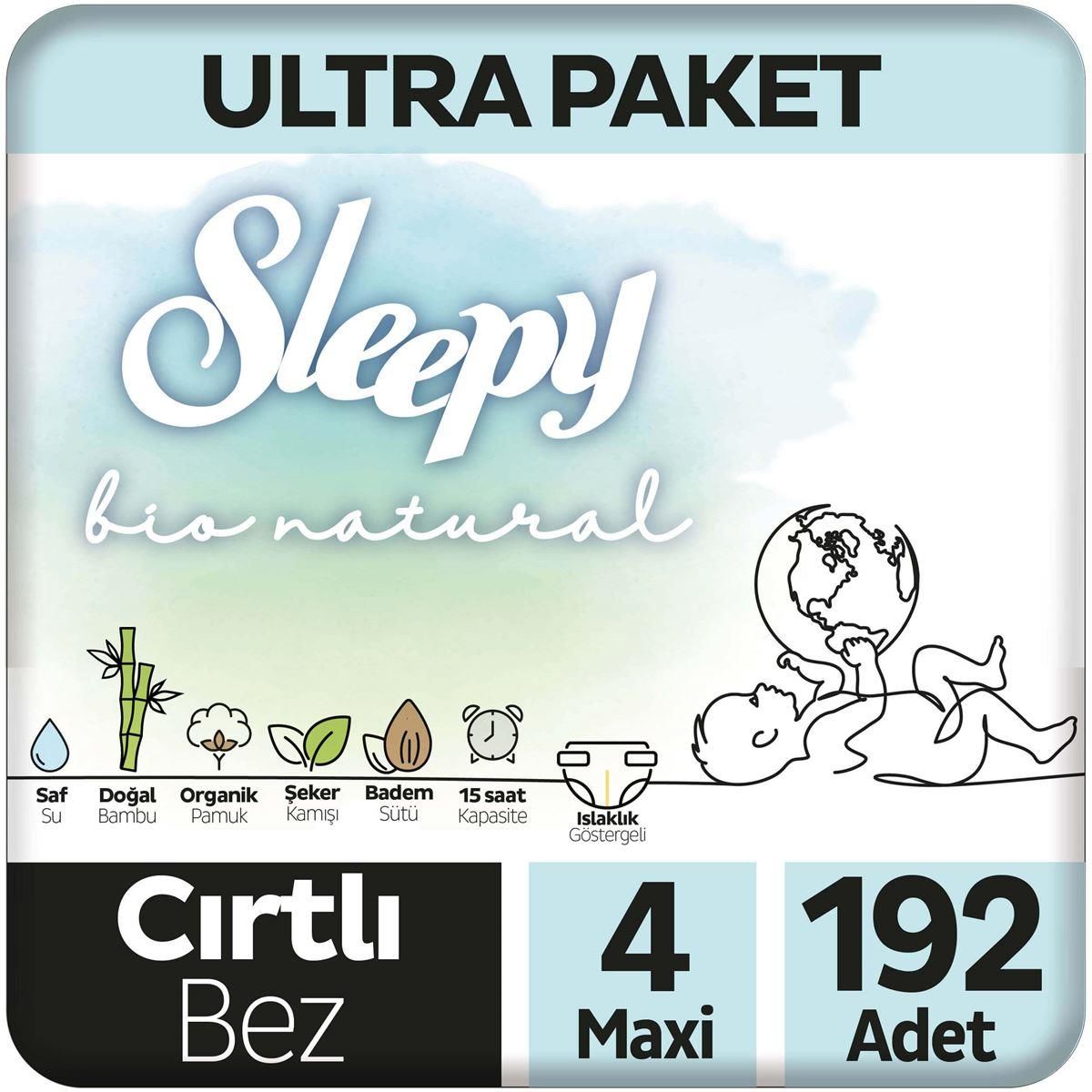 Bio Natural Ultra Paket Bebek Bezi 4 Numara Maxi 192 Adet
