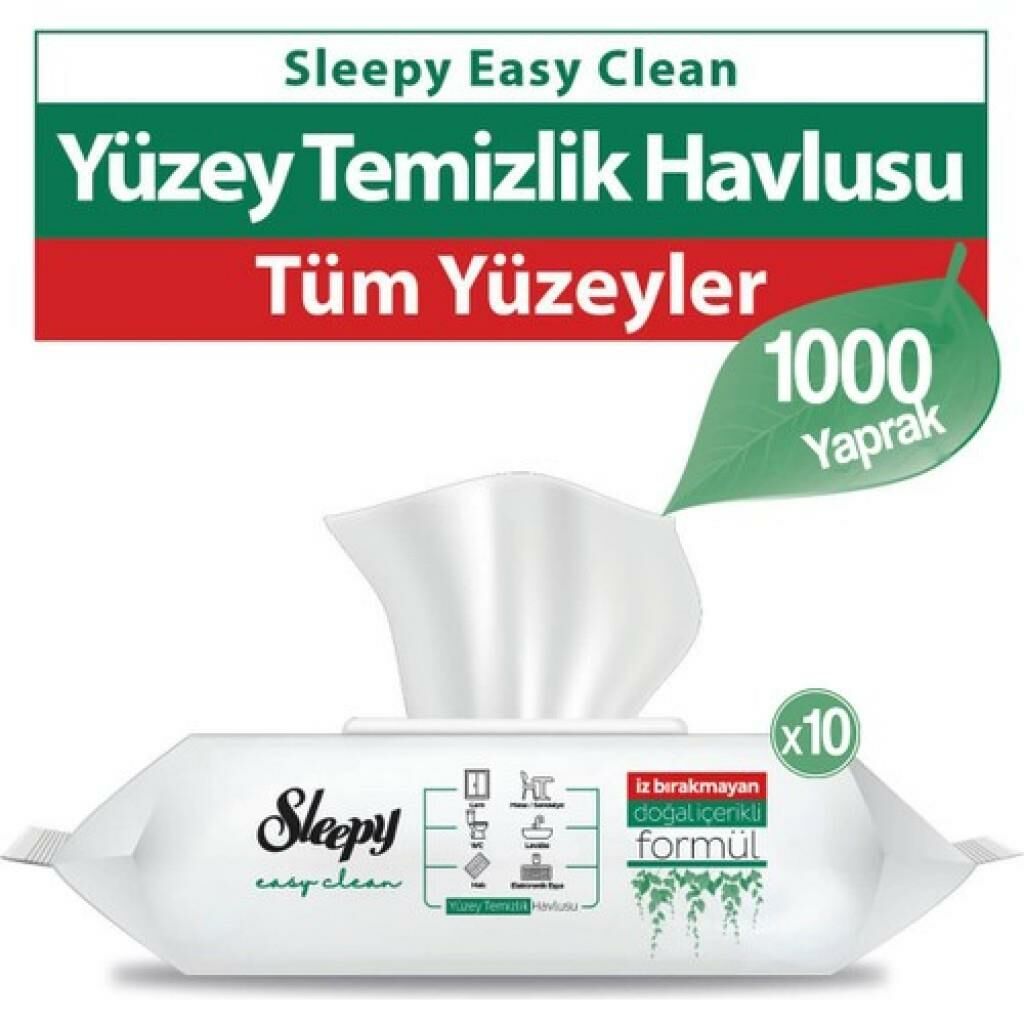 Sleepy Easy Clean Yüzey Temizlik Havlusu 100' Lü 10 Paket