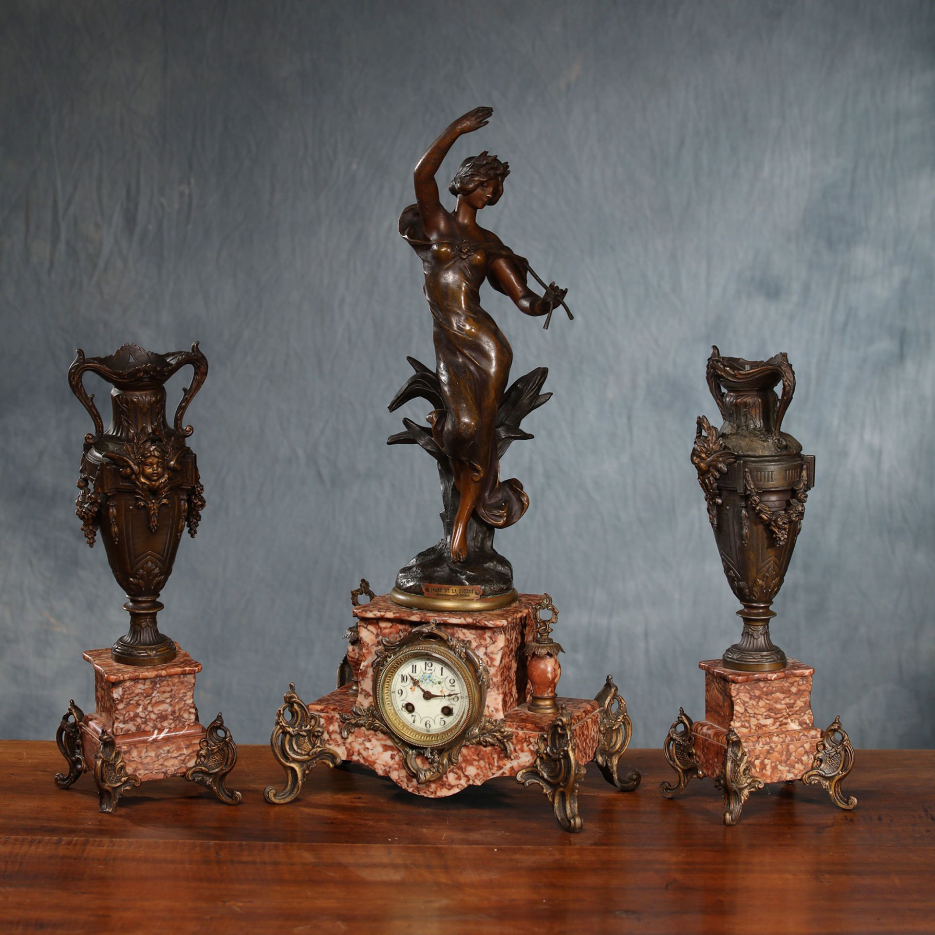 'Chant De La Source' Console Set with Clock