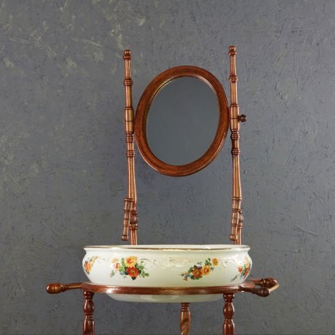 Wooden Pedestal Sink Set