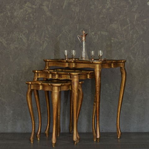 Varaklı Üçlü Zigon Sehpa