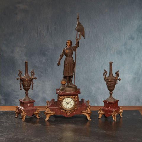 Jean D'arc Console Clock Set