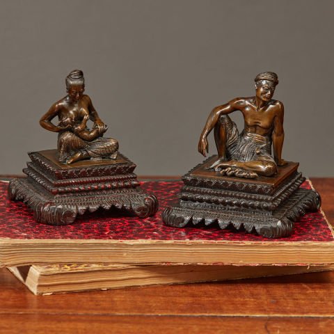 Double Bronze Oriental Statuette