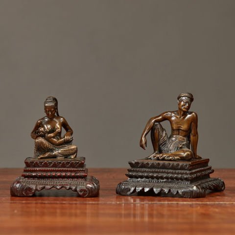 Double Bronze Oriental Statuette