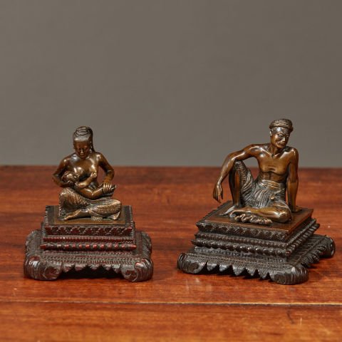 Double Bronze Oriental Statuette