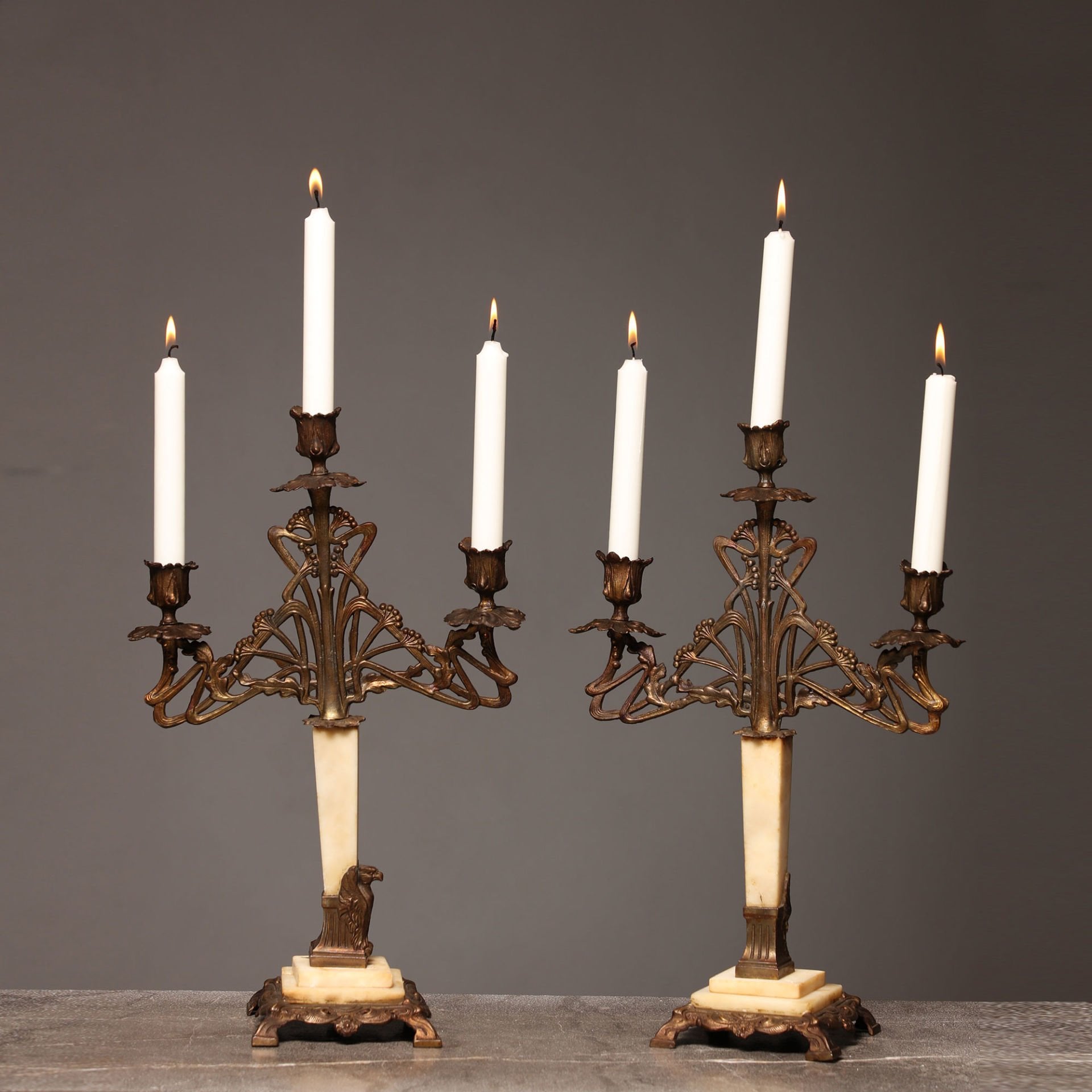 Double Marble Base Candlestick