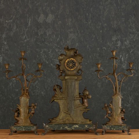 Alexandre Lesueur (1778-1846) İmzalı Konsol Saat Seti