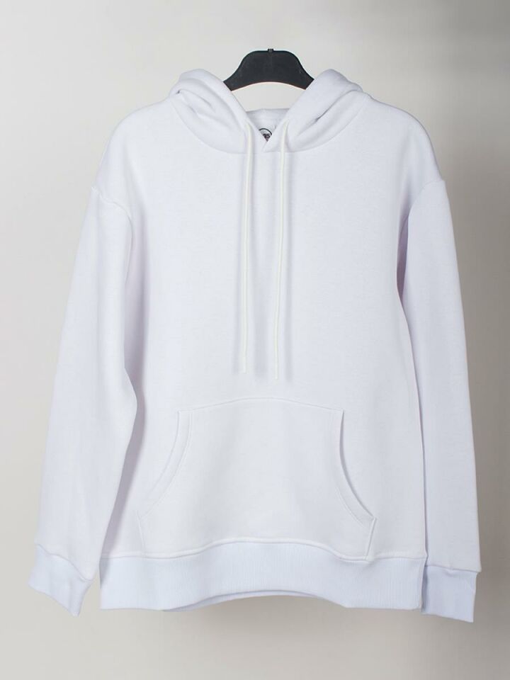 Basic Beyaz Unisex Sweatshirt Hoodie NT197