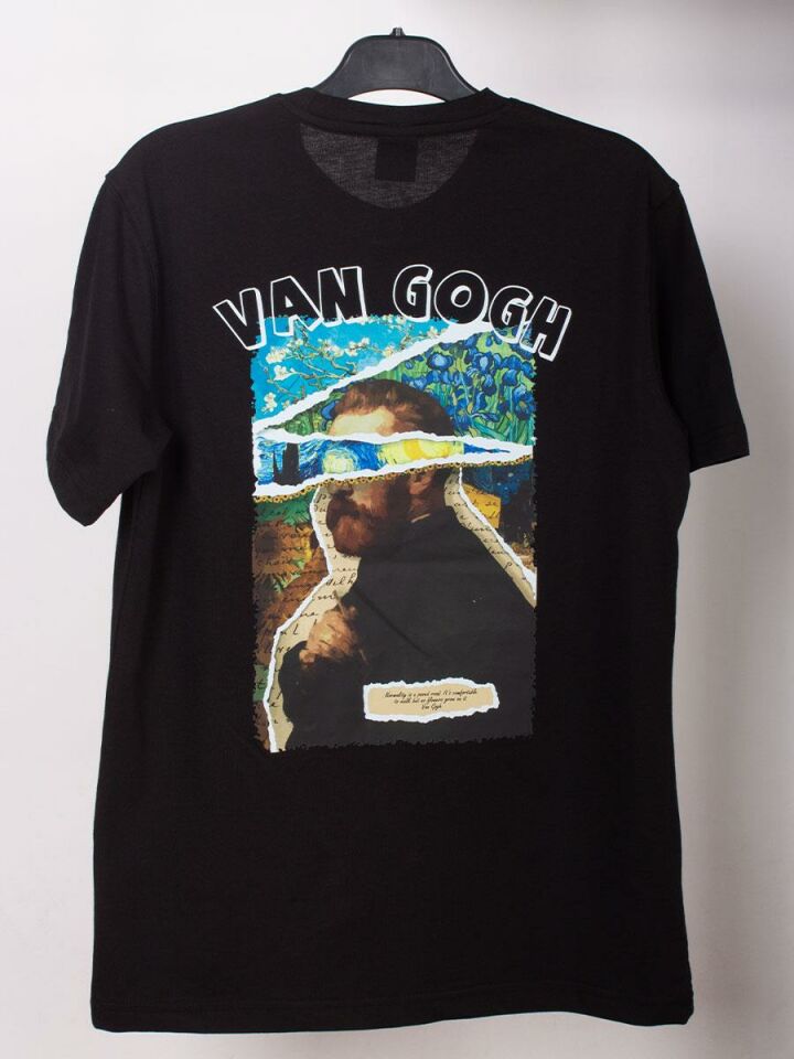 Van Gogh Baskılı Siyah Unisex Tişört NT248
