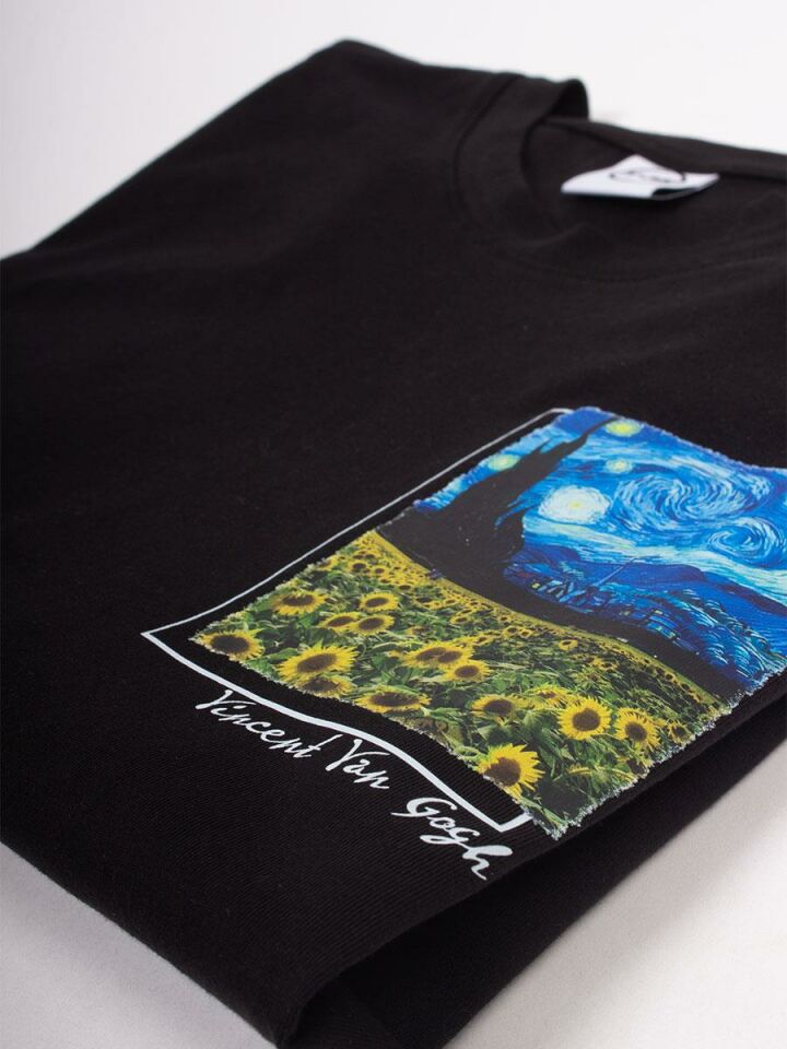 Van Gogh Baskılı Siyah Unisex Tişört NT248