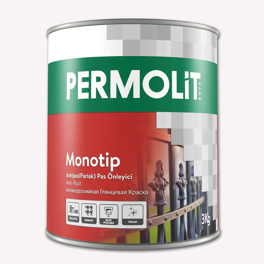 Permolit Monotip Antipas (Parlak) Pas Önleyici Metal Boyası 2,5 Litre - Gümüş Gri