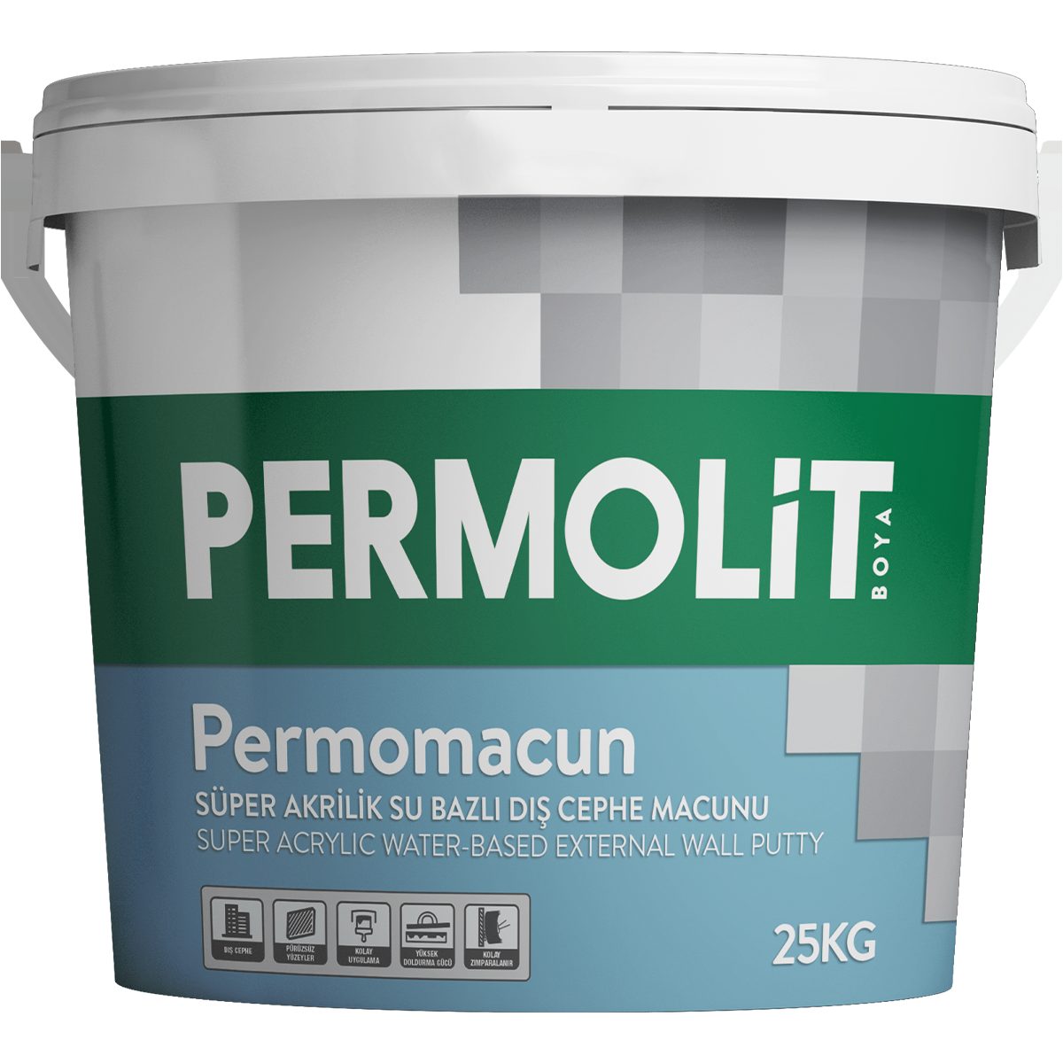 Permolit Permomacun Su Bazlı Süper Akrilik Dış Cephe Macunu 25 Kg