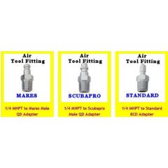 KRAKEN BC Adaptör AD22, Power Standart, Inflator hortumu için kolay bağlantı adaptörü 1/4'' NPT Dişi
