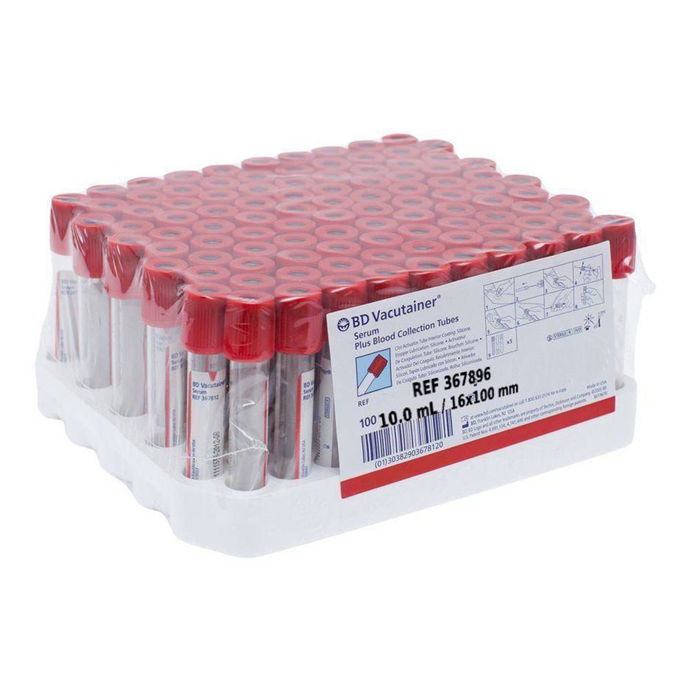 BD Vacutainer 367896 Plastik Serum Tüpü With Kırmızı 10 ML 100 Adet