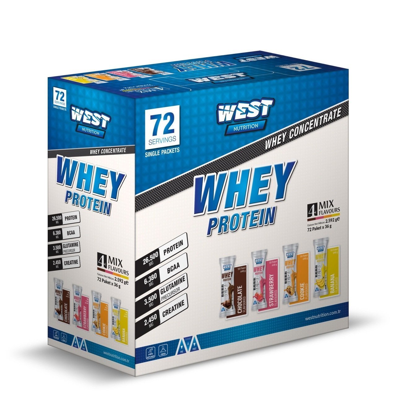 West Whey Protein Tozu 2592 gr 72 Servis Saşe