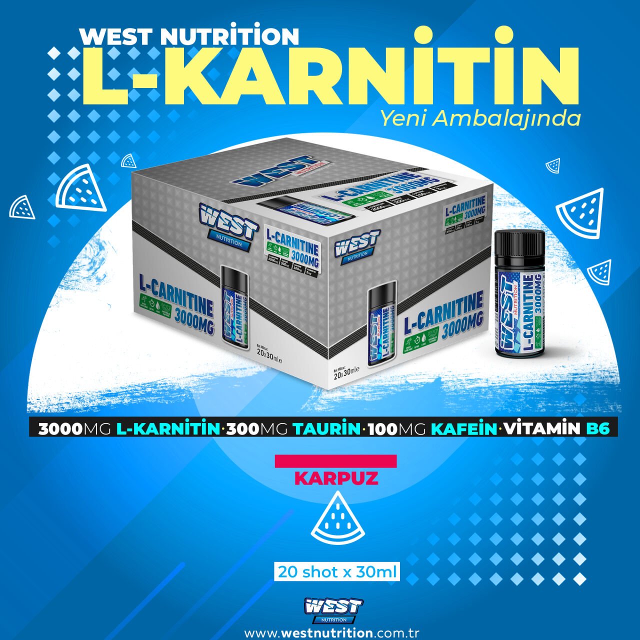 West L-Karnitin 3000 mg. 20 Tüp L-Carnitine