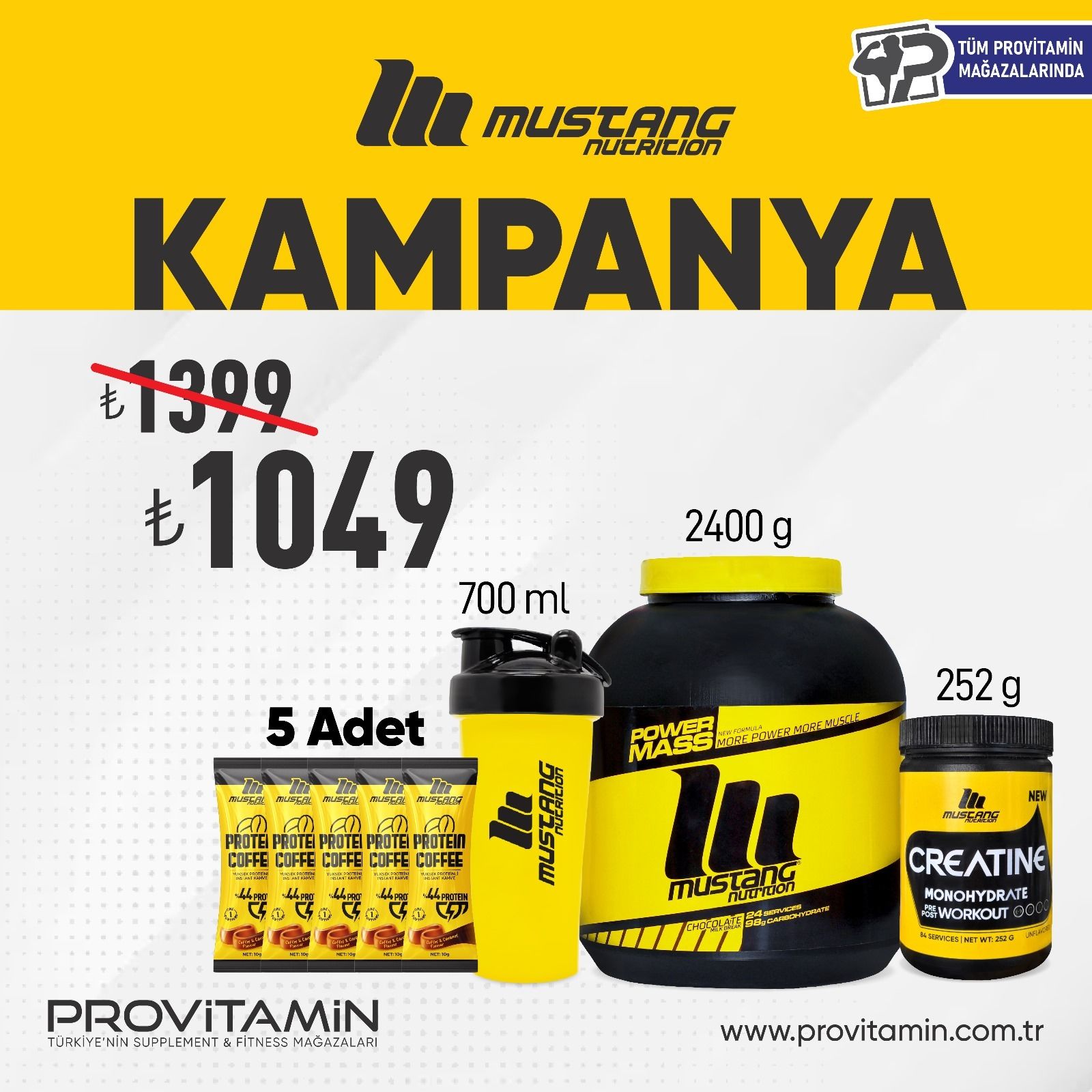 Mustang Power Mass 2400 Gr + Mustang Creatine 252 Gr