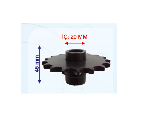 KANUNİ ATV ÖN DİŞLİ 520-17 T İÇ 20 mm 45 mm UZUN