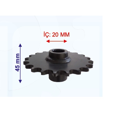 ATV ÖN DİŞLİ 520-20T İÇ 20 mm 45 mm UZUN
