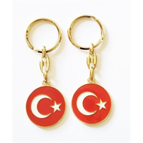 1 Adet Gold Türk Bayrağı Anahtarlık
