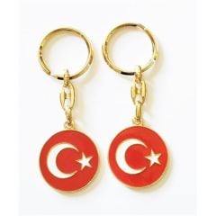1 Adet Gold Türk Bayrağı Anahtarlık