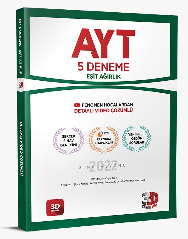 3D Yayınları AYT Eşit Ağırlık 5'li Paket Deneme
