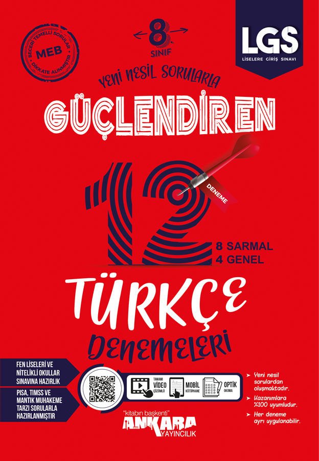 Ankara Yayıncılık 8.Sınıf Türkçe Güçlendiren 12 Deneme