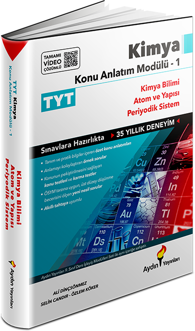 Aydın Yayınları TYT Kimya Konu Anlatım Modülü 1 (Kimya Bilimi-Atom ve Yapısı-Periyodik Sistem)