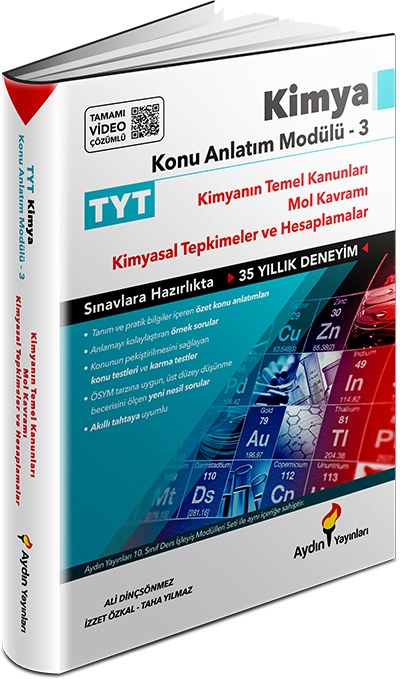 Aydın Yayınları TYT Kimya Konu Anlatım Modülü 3 (Kimyanın Temel Yasaları-Mol-Kimyasal Hesaplamalar)