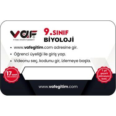 Vaf Yayınları 9.Sınıf Aktivasyon Kartı Biyoloji - 2022