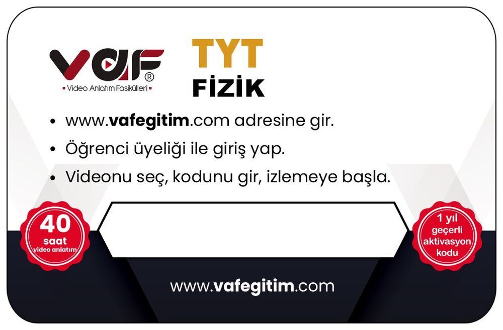 Vaf Yayınları TYT Aktivasyon Kartı Fizik - 2022