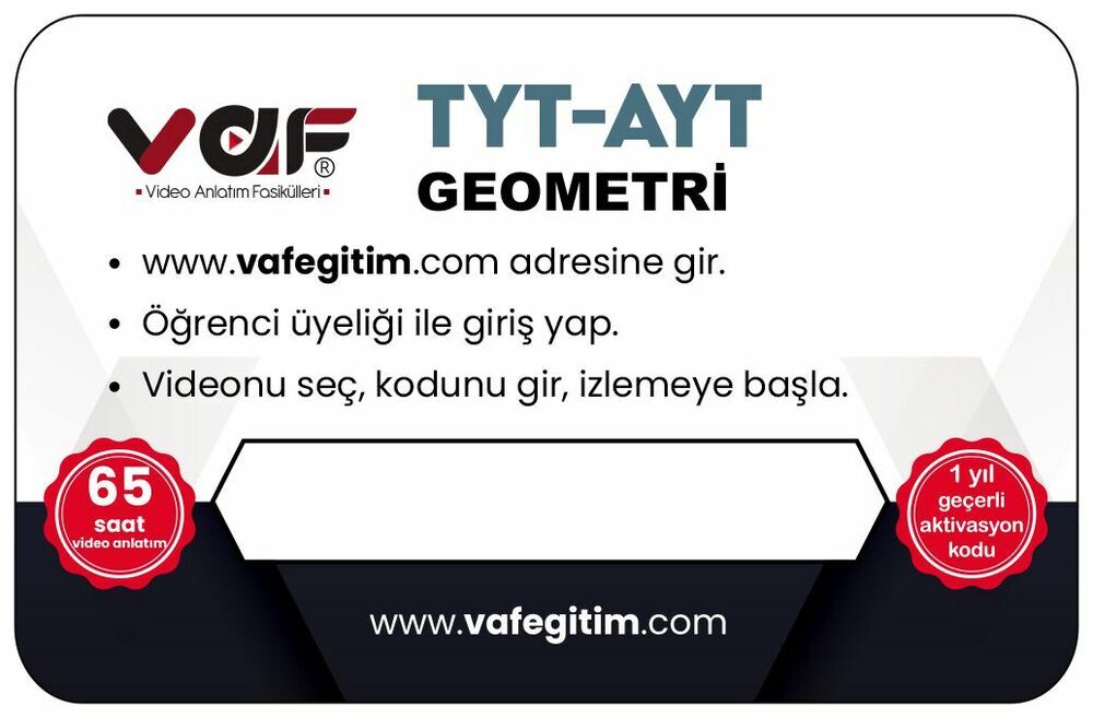Vaf Yayınları TYT AYT Aktivasyon Kartı Geometri - 2022