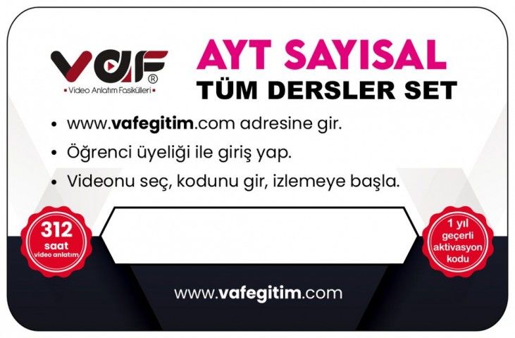 Vaf Yayınları YKS AYT Aktivasyon Kartı Seti Sayısal - 2022