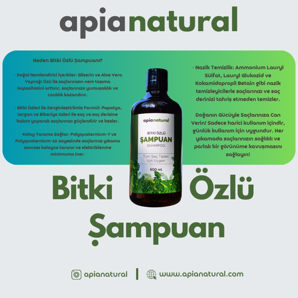 Tüm Saç Tipleri İçin Bitkisel Şampuan 500 ML