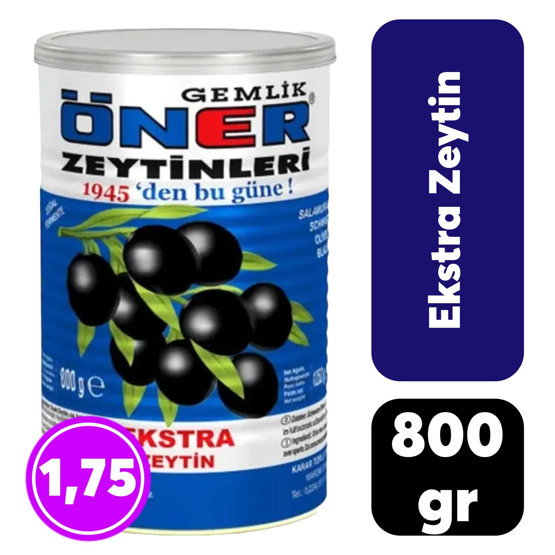 Öner Siyah Zeytin 800 gr Extra