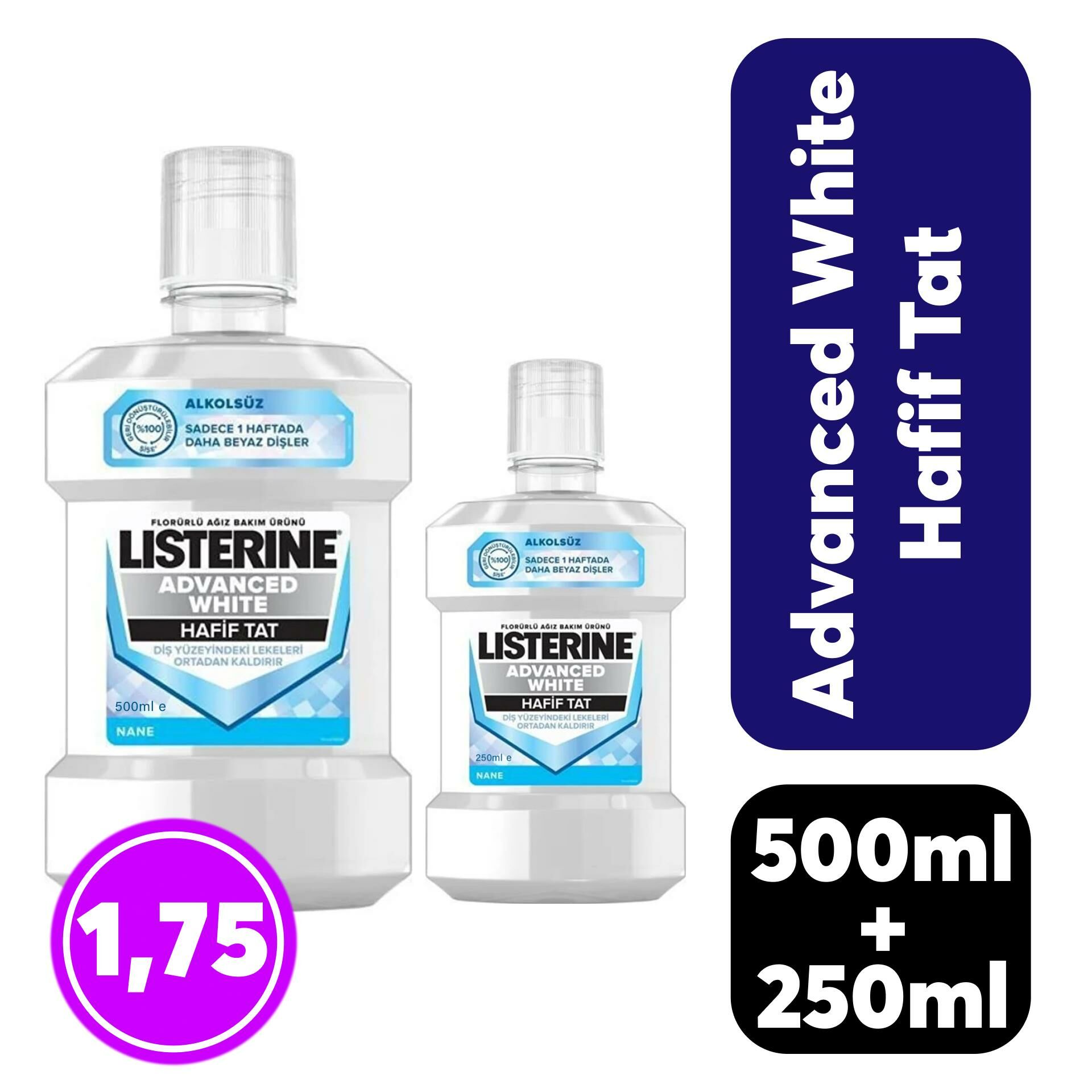 .Gargara Listerine 500 ml + 250 ml Advanced White