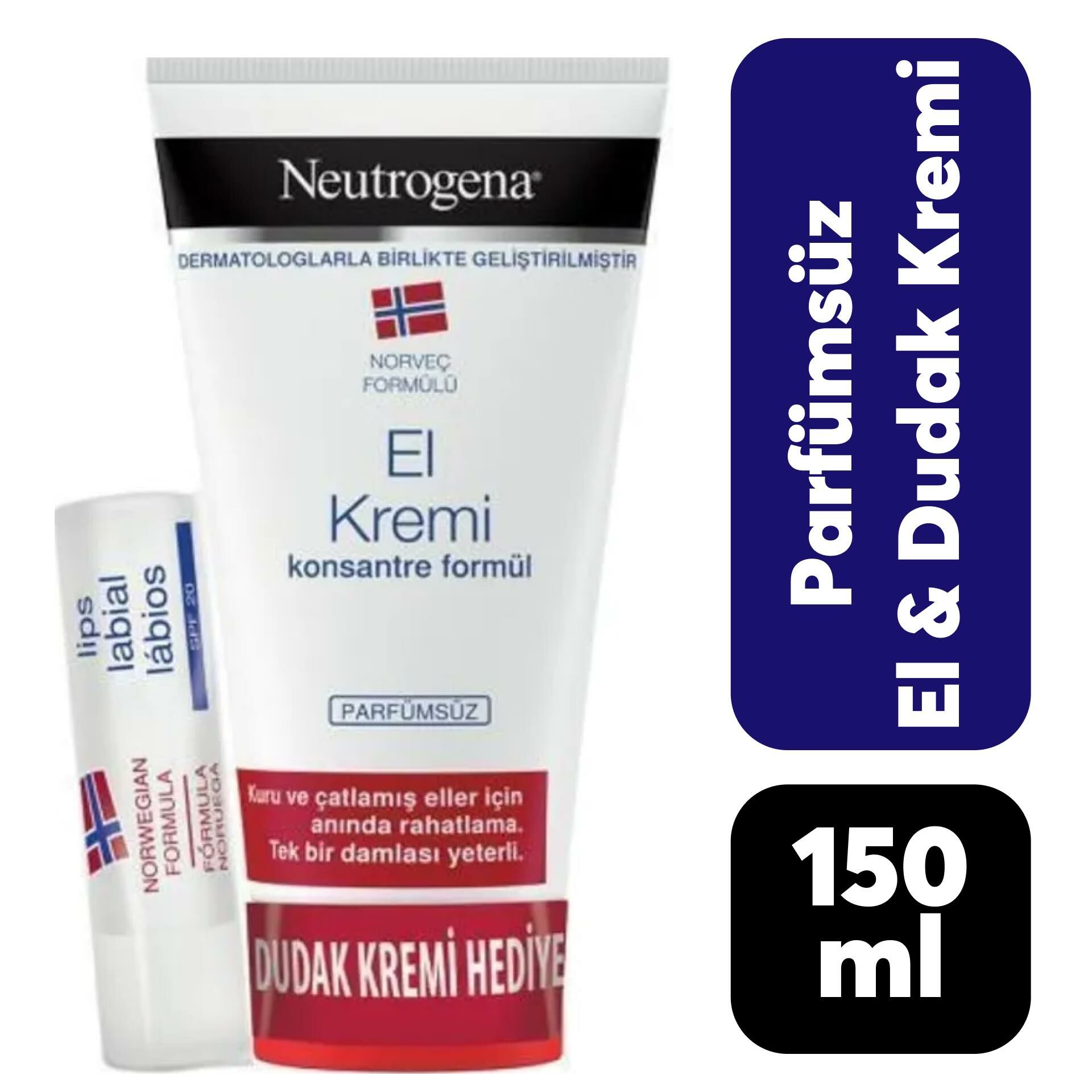 Neutrogena El Kremi 75 ml Parfümsüz + Dudak Kremi